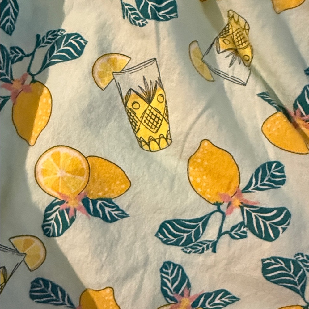 Old Navy Lemon Print Lounge poplin Pants Yellow Blue pink drawstring elastic - Picture 6 of 6